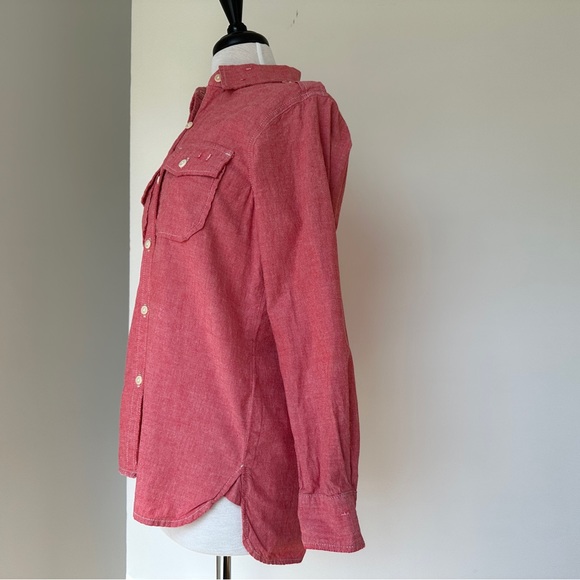 Current/Elliott The Perfect Shirt Red Chambray - Picture 6 of 9